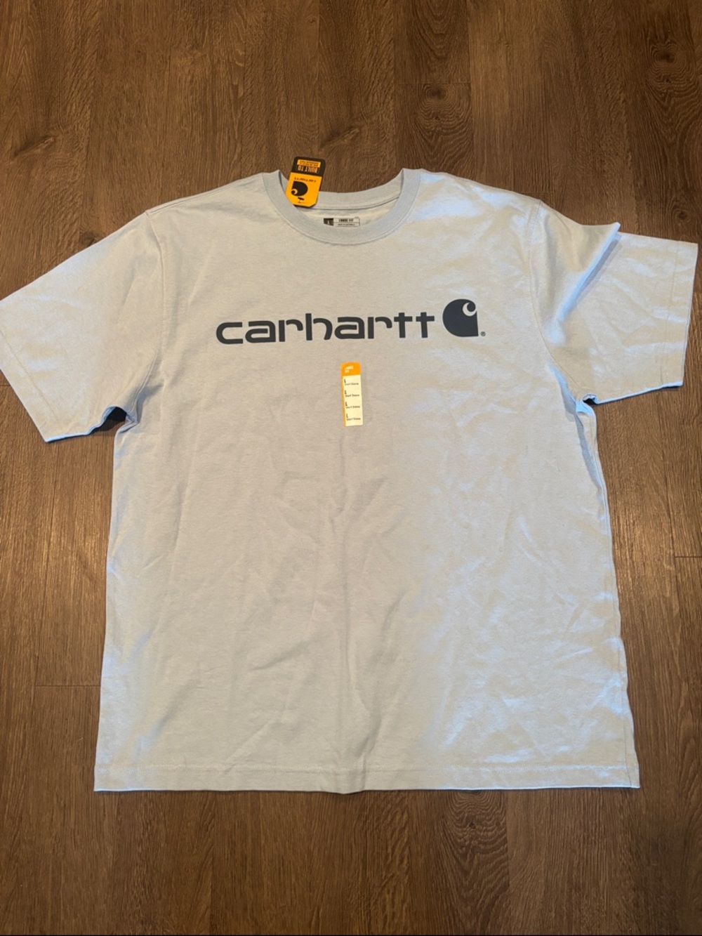 Carhartt Light Blue Short Sleeve Logo Tee with Navy Print
